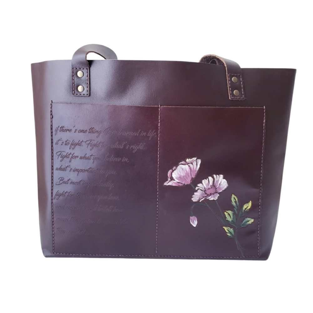 Vintage Dark Brown Leather Tote Bag
